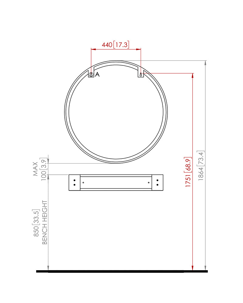 Nero - Sort frisørspejl - ø90